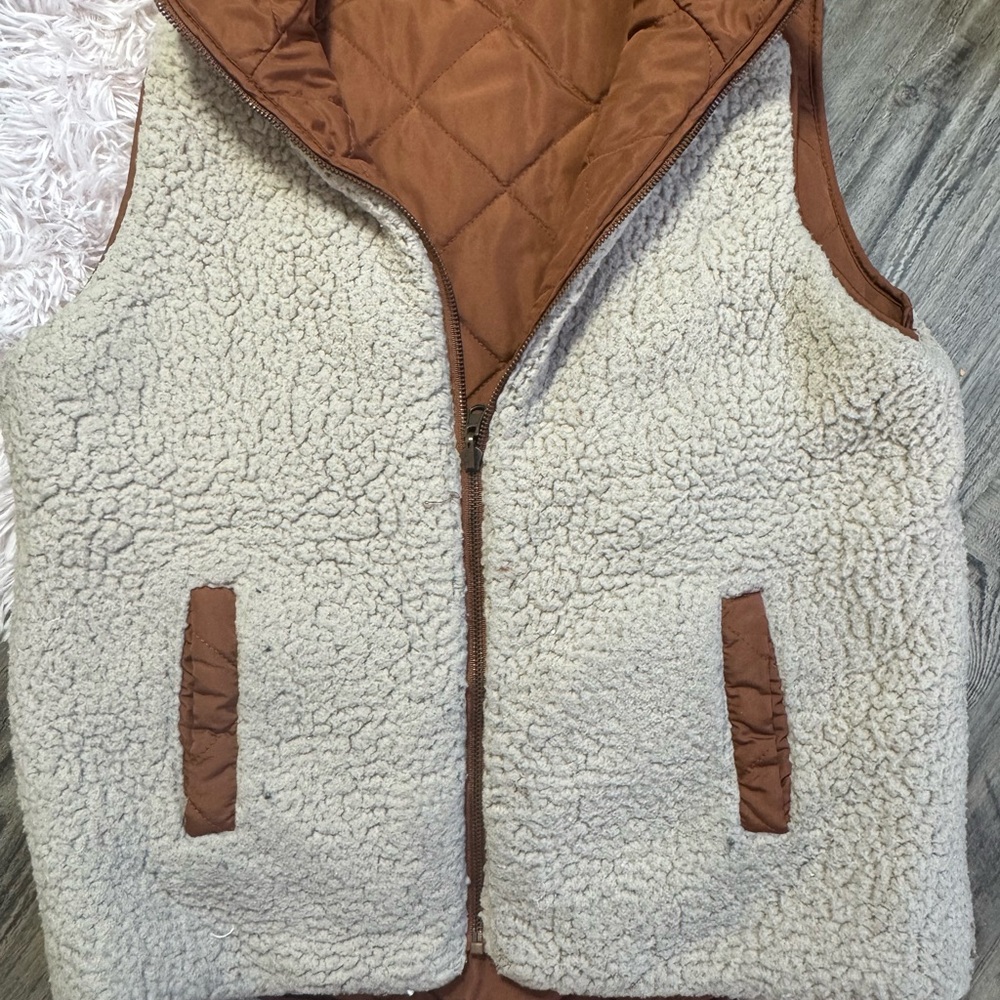 Children's Fleece Vest - Beige and Brown